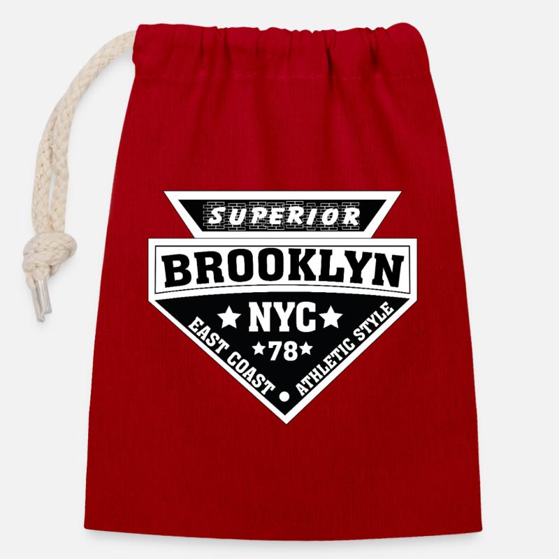 Brooklyn NYC Athletic Shield - Closable cotton gift bag (14x20cm) - red