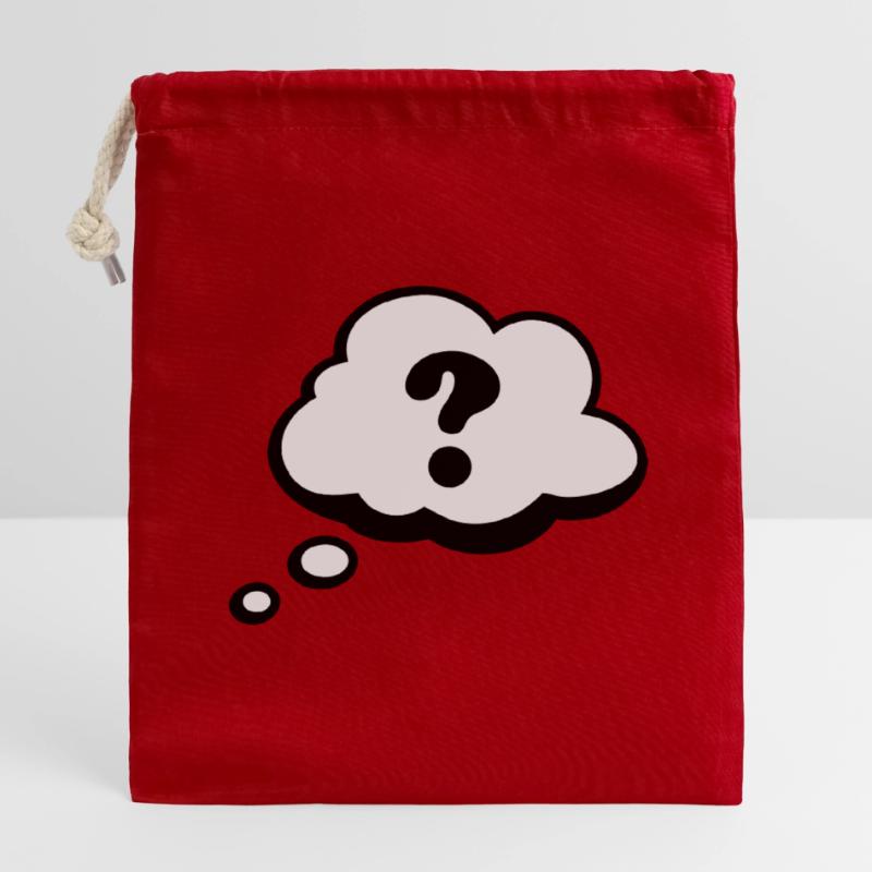 Comic speech bubble question mark Closable cotton gift bag (14x20cm)