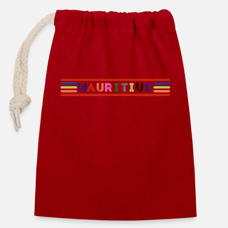 Mauritius - Sac cadeau en coton avec cordon (14 x 20 cm) - rouge