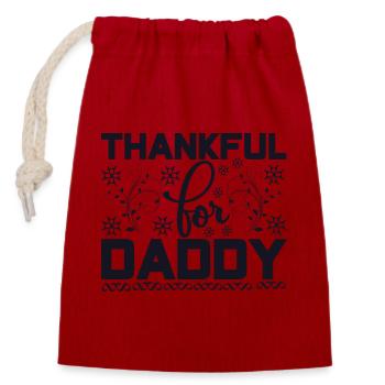 Thankful for Daddy - Verschließbarer Geschenkbeutel aus Baumwolle (14x20cm) - Rot - Vorne