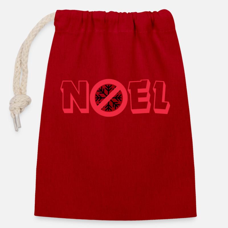 NoNoel - Sac cadeau en coton avec cordon (14 x 20 cm) - rouge