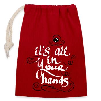 It's all in Your Hands - Closable cotton gift bag (14x20cm) - red - Front
