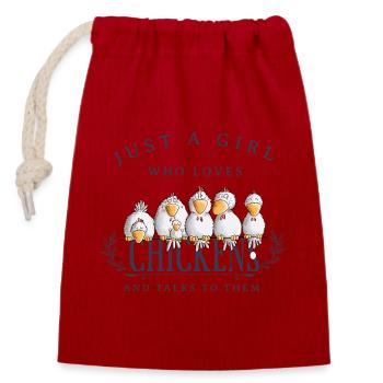 Just A Girl Who Loves Chickens Hühner - Closable cotton gift bag (14x20cm) - red - Front