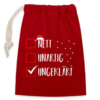 Santa Claus Christmas Time Naughty Christmas - Closable cotton gift bag (14x20cm) - red - Front