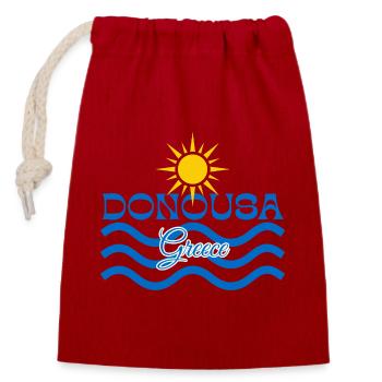 Donousa, Grèce Vagues de Soleil - Sac cadeau en coton avec cordon (14 x 20 cm) - rouge - Devant
