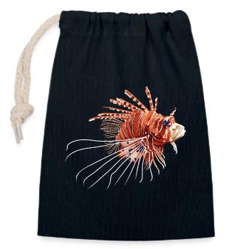 Feuerfisch Illustration - Verschließbarer Geschenkbeutel aus Baumwolle (14x20cm) - Navy - Vorne