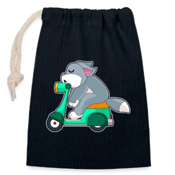 Trottinette pour chat - Sac cadeau en coton avec cordon (14 x 20 cm) - bleu marine - Devant
