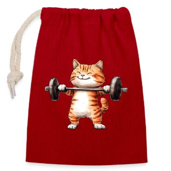 Fitness des chats - Sac cadeau en coton avec cordon (14 x 20 cm) - rouge - Devant