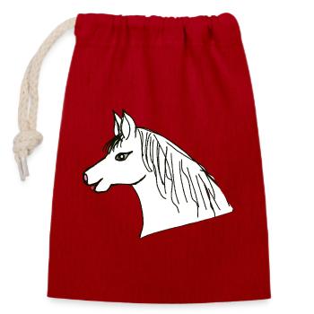 Pferdekopf Pony Pferd Kinder Pferde - Verschließbarer Geschenkbeutel aus Baumwolle (14x20cm) - Rot - Vorne