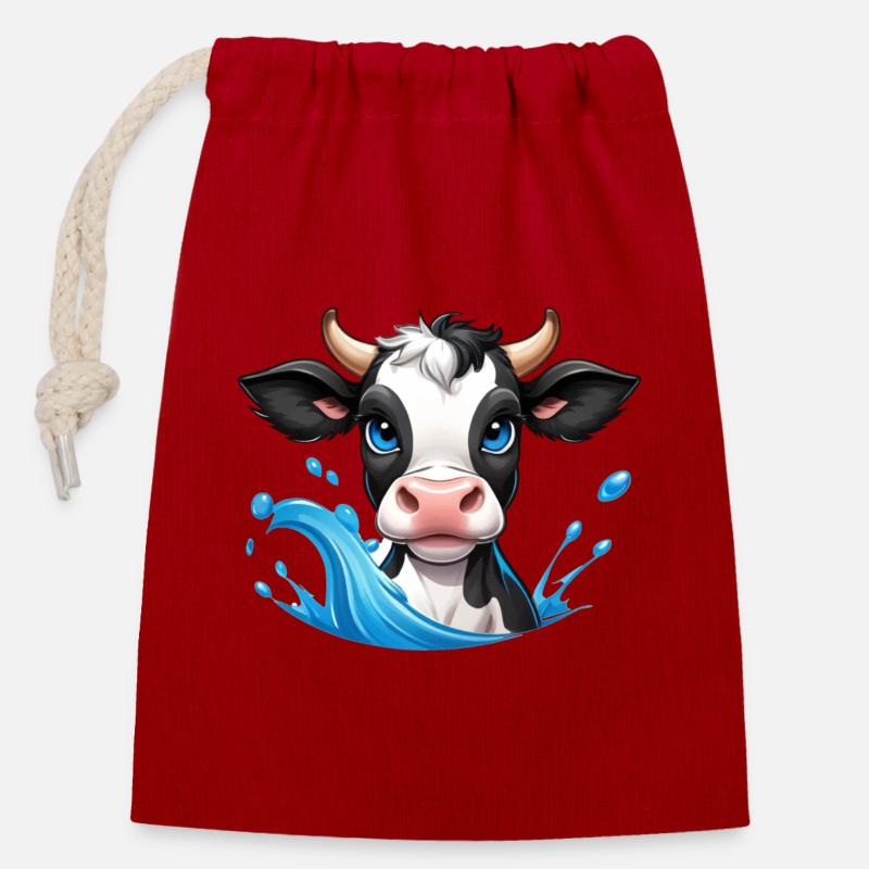 Chère vache laitière - Sac cadeau en coton avec cordon (14 x 20 cm) - rouge