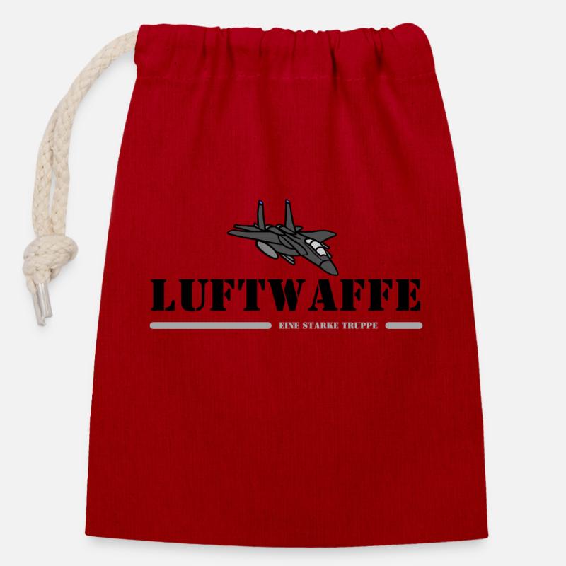 AIR FORCE - Closable cotton gift bag (14x20cm) - red