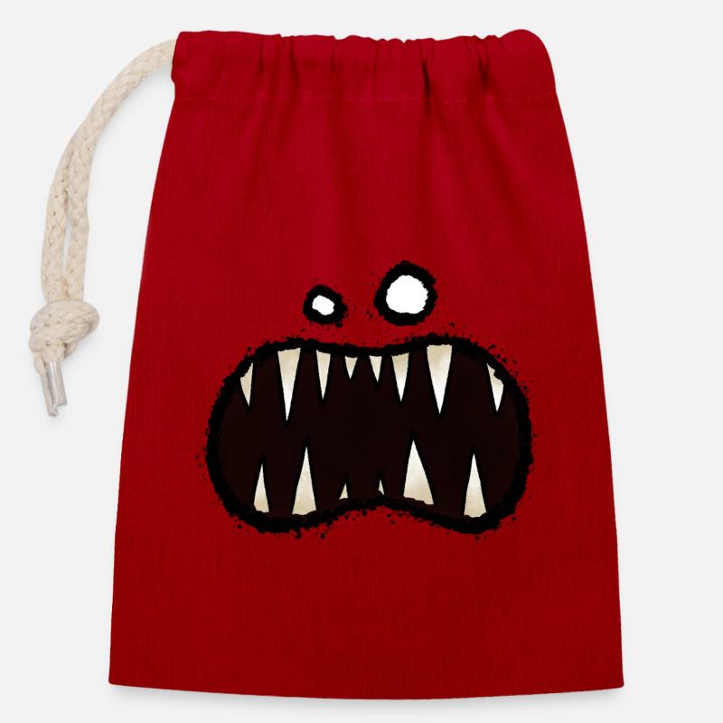 aaargh 02 Monstermaul - Verschließbarer Geschenkbeutel aus Baumwolle (14x20cm) - Rot