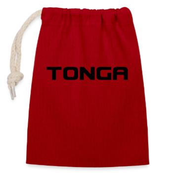 Tonga Logo - Pacific - Polynesia - South Seas - Closable cotton gift bag (14x20cm) - red - Front