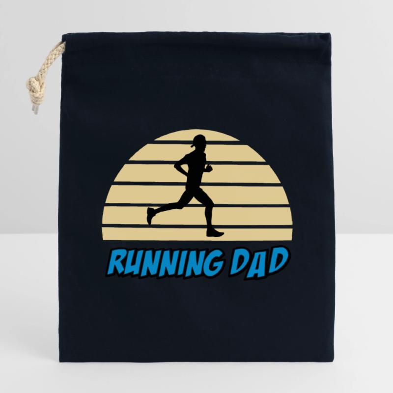 Running dad Closable cotton gift bag (14x20cm)