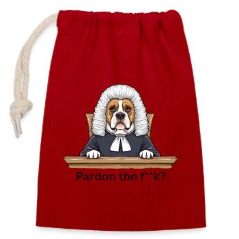 Bulldogge Richter Cartoon Pardon the Fuck - Verschließbarer Geschenkbeutel aus Baumwolle (14x20cm) - Rot - Vorne