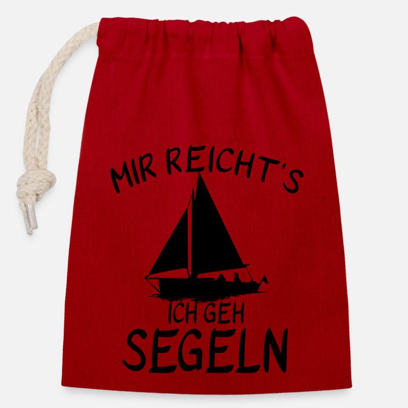 Mir reichts Ich geh segeln - Verschließbarer Geschenkbeutel aus Baumwolle (14x20cm) - Rot