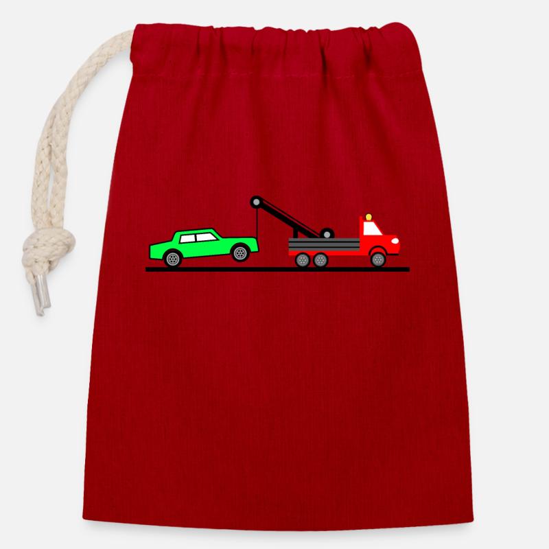 Abschleppwagen - Verschließbarer Geschenkbeutel aus Baumwolle (14x20cm) - Rot