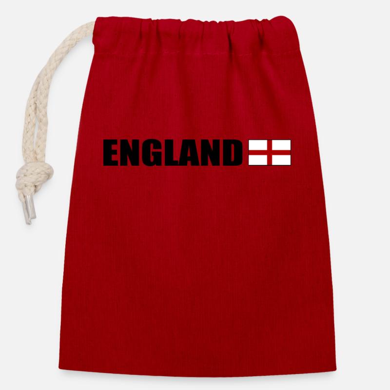 England - Closable cotton gift bag (14x20cm) - red