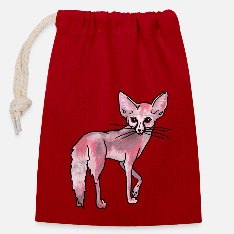 Fennec de renard rose du désert - Sac cadeau en coton avec cordon (14 x 20 cm) - rouge