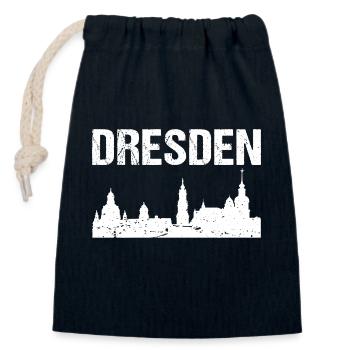 Dresden Skyline Stadt Dresden - Verschließbarer Geschenkbeutel aus Baumwolle (14x20cm) - Navy - Vorne