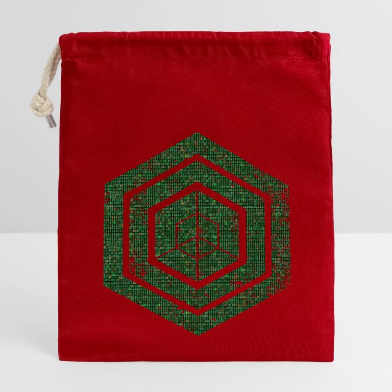 Codage géométrique du programmeur de programmation hexagonale Sac cadeau en coton avec cordon (14 x 20 cm)