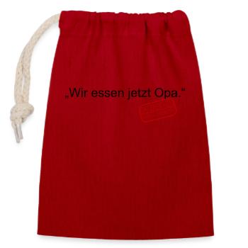 Wir essen jetzt Opa Satzzeichen Leben retten Komma - Verschließbarer Geschenkbeutel aus Baumwolle (14x20cm) - Rot - Vorne