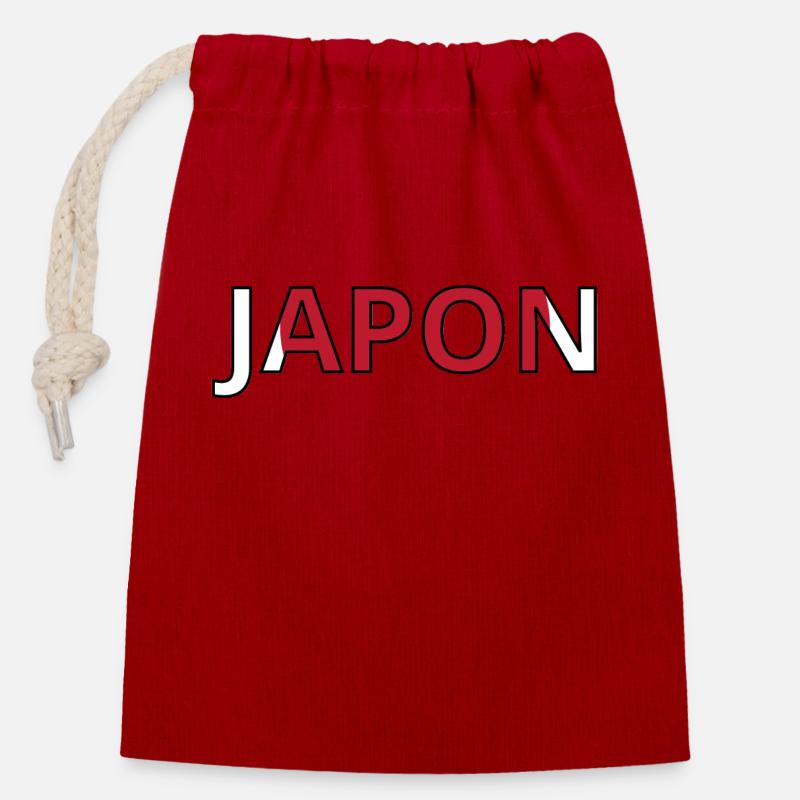 Drapeau Japon - Sac cadeau en coton avec cordon (14 x 20 cm) - rouge