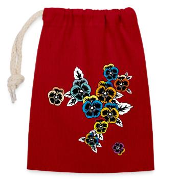 Printemps de la pensée - Sac cadeau en coton avec cordon (14 x 20 cm) - rouge - Devant