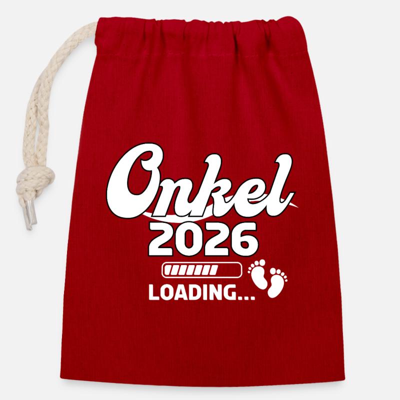 Onkel 2026 Loading Design - Verschließbarer Geschenkbeutel aus Baumwolle (14x20cm) - Rot