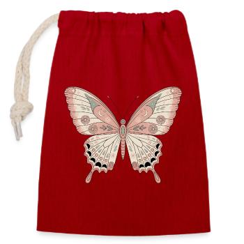 Boho Schmetterling - Verschließbarer Geschenkbeutel aus Baumwolle (14x20cm) - Rot - Vorne