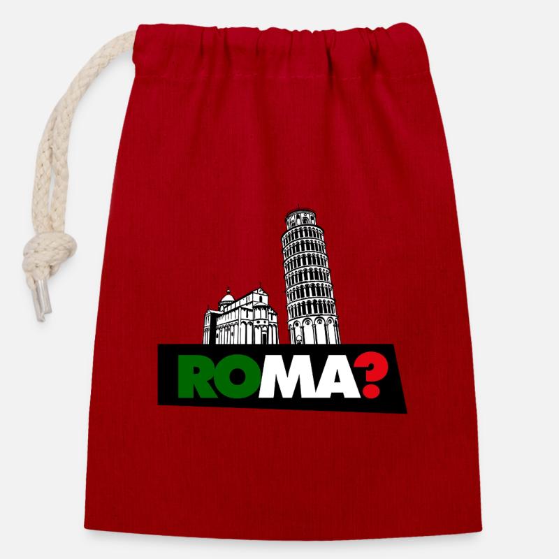 Rome? - Sac cadeau en coton avec cordon (14 x 20 cm) - rouge