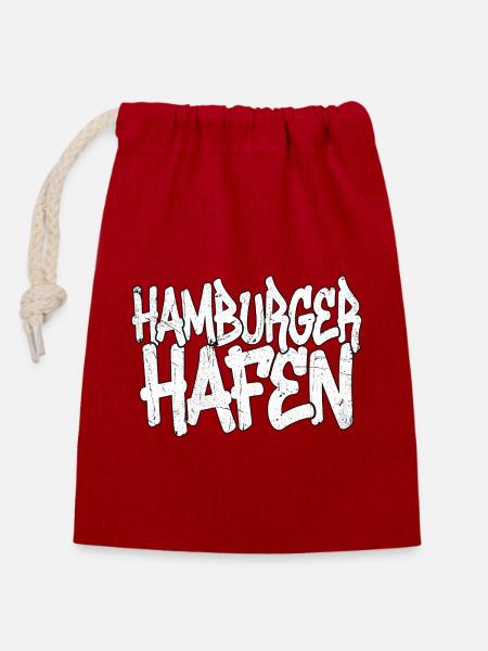 Hamburger Hafen Graffiti - Verschließbarer Geschenkbeutel aus Baumwolle (14x20cm) - Rot