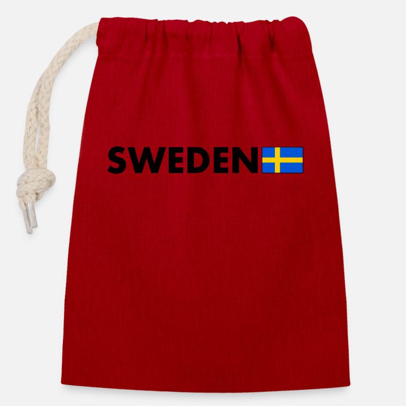 Schweden - Verschließbarer Geschenkbeutel aus Baumwolle (14x20cm) - Rot