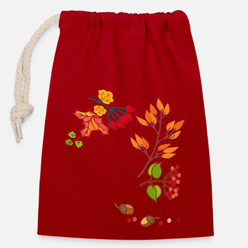 Autumn - Closable cotton gift bag (14x20cm) - red