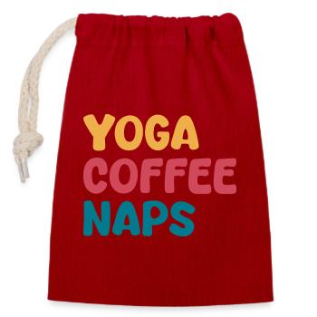Yoga Kaffee Nickerchen Zitat - Verschließbarer Geschenkbeutel aus Baumwolle (14x20cm) - Rot - Vorne