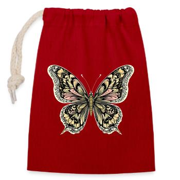 Boho Schmetterling - Verschließbarer Geschenkbeutel aus Baumwolle (14x20cm) - Rot - Vorne