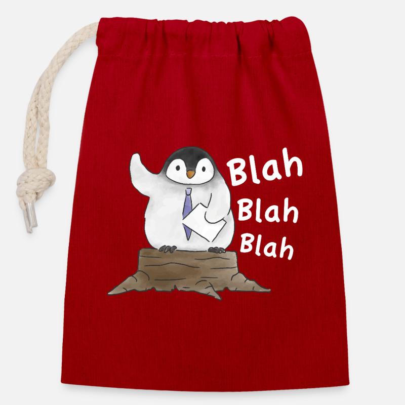 Pinguin-Rede Penguin Speech  - Verschließbarer Geschenkbeutel aus Baumwolle (14x20cm) - Rot