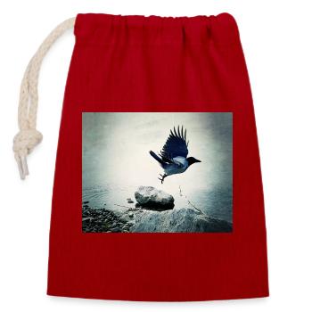 Le Vol du Corbeau - Sac cadeau en coton avec cordon (14 x 20 cm) - rouge - Devant