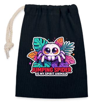 Jumping Spider ist mein Geist-Tier süß - Verschließbarer Geschenkbeutel aus Baumwolle (14x20cm) - Navy - Vorne