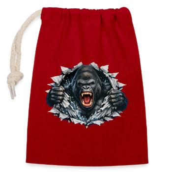 Gorille perce : Pouvoir rugissant - Sac cadeau en coton avec cordon (14 x 20 cm) - rouge - Devant