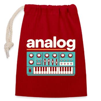 Analog Synthesizer Retro Music  - Closable cotton gift bag (14x20cm) - red - Front