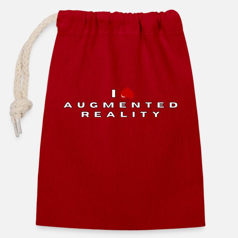Je déteste la réalité augmentée - Sac cadeau en coton avec cordon (14 x 20 cm) - rouge