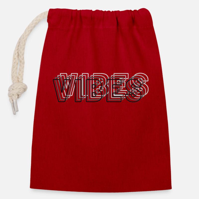 Vibes abstract black - Closable cotton gift bag (14x20cm) - red