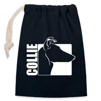 Collie Kurzhaar Profil Hunde Hund Wilsigns - Verschließbarer Geschenkbeutel aus Baumwolle (14x20cm) - Navy - Vorne