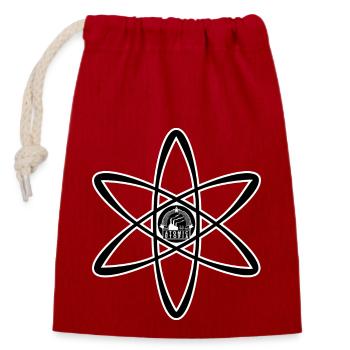 Atomic Utopia - Atom Emblem in Black - Closable cotton gift bag (14x20cm) - red - Front