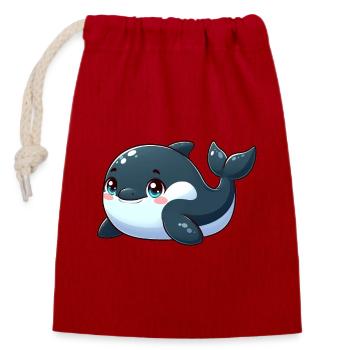 killer whale - Closable cotton gift bag (14x20cm) - red - Front
