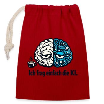 KI Humor Geschenk lustiger Spruch Künstliche Intel - Verschließbarer Geschenkbeutel aus Baumwolle (14x20cm) - Rot - Vorne