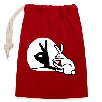 Funny Rabbit Hand Shadow Projection Rabbit - Closable cotton gift bag (14x20cm) - red - Front