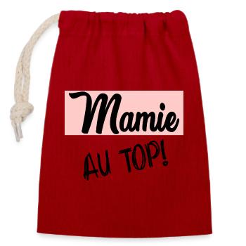 MAMIE - Sac cadeau en coton avec cordon (14 x 20 cm) - rouge - Devant