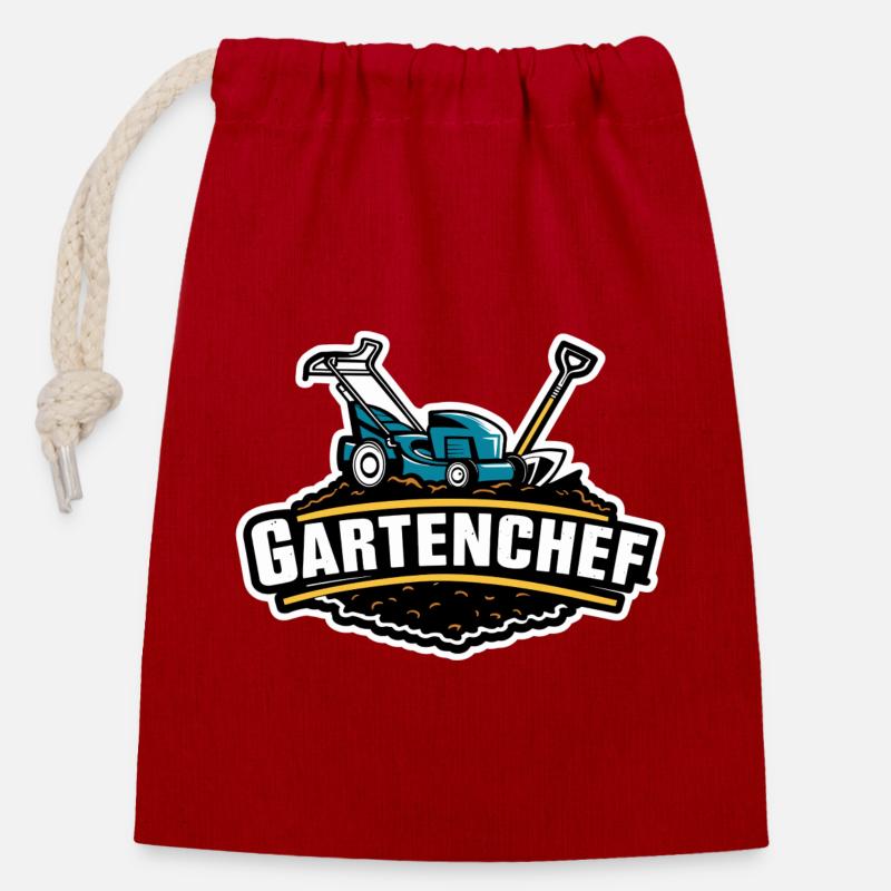 Gartenarbeit Gartenchef - Verschließbarer Geschenkbeutel aus Baumwolle (14x20cm) - Rot